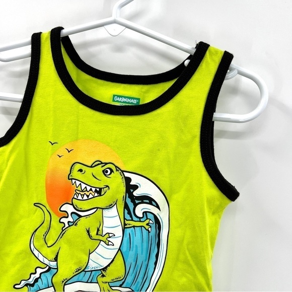 GARANIMALS Boy's Bright Neon Green Surfer Dinosaur Tank Top Size 2T - Picture 2 of 9